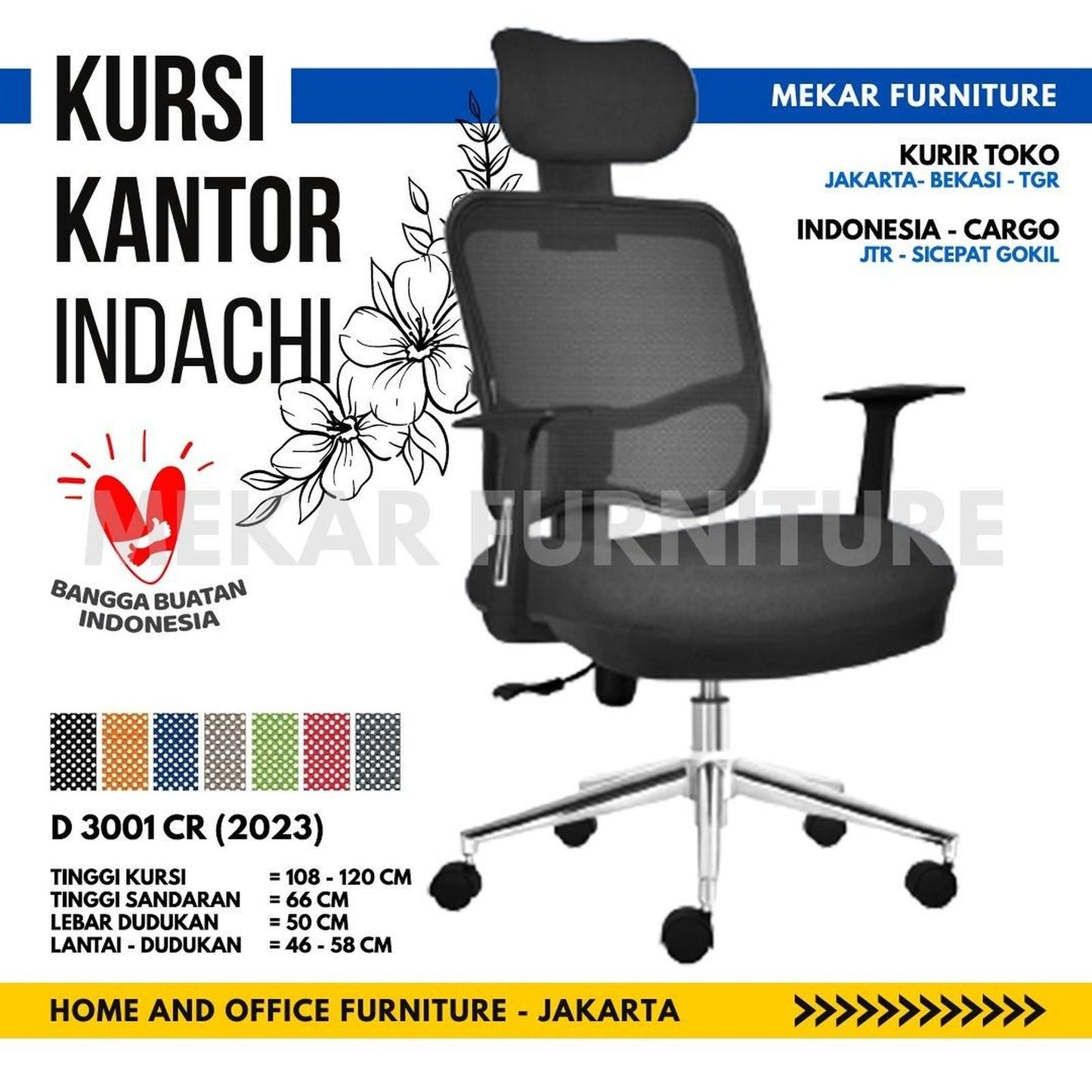 INDACHI D 3001 CR Kursi Kantor Kursi Kerja - Mekar Furniture